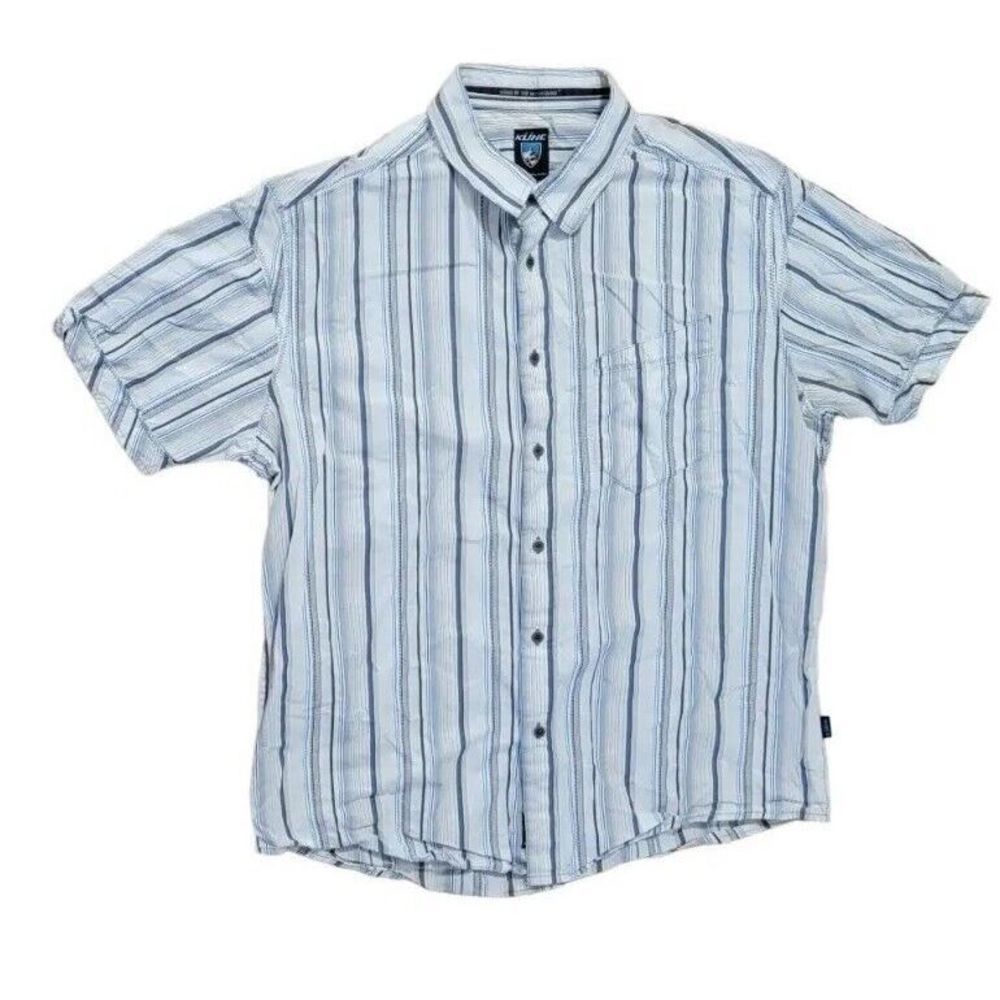 Kuhl Mens Shirt Size Large Suncel Striped White Blue